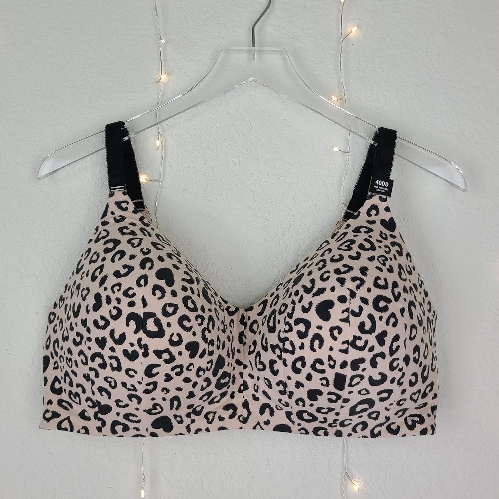 360* Back Smoothing Leopard Heart Print Soft Cup Bra 40DD